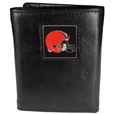Cleveland Browns Deluxe Leather Tri-fold Wallet Packaged in Gift Box